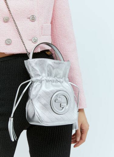 Gucci Women's' GG Blondie Mini Bucket Bag in Silver 